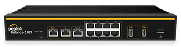 Black rack-mount router with multiple ports